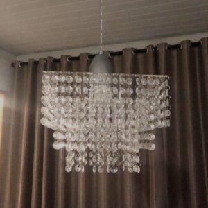Lustre Pendente Cristal Acrílico 03 Placas Quadrado Promoção