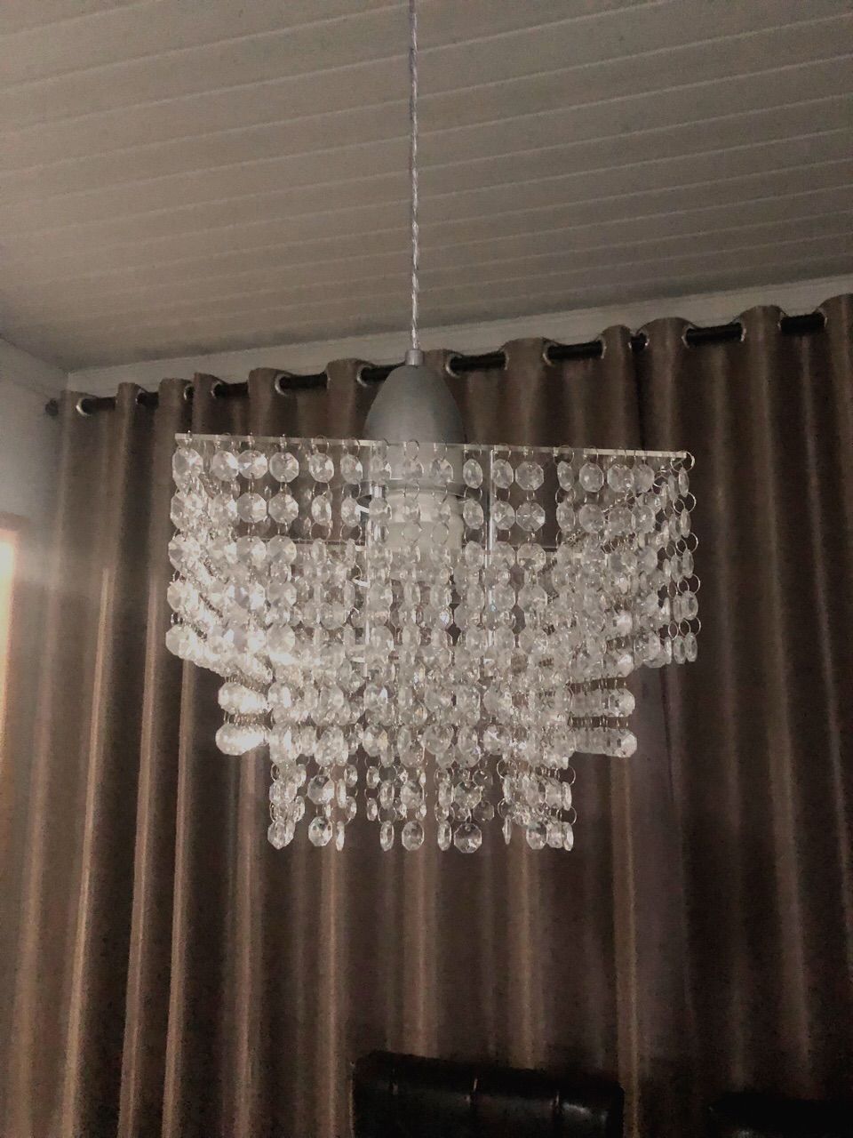 Lustre Pendente Cristal Acrílico 03 Placas Quadrado Promoção