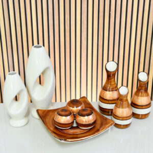 Kit Conjunto 9 Peças Vasos Cerâmica Enfeite Sala Cozinha Completo Decorativas Trio Rack Centro Mesa