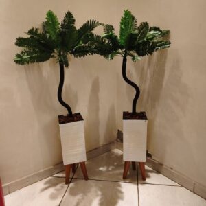 Kit Decorativo Completo 2 Folhagem Artificial C/ Vaso Design Moderno Decoração Para Sala